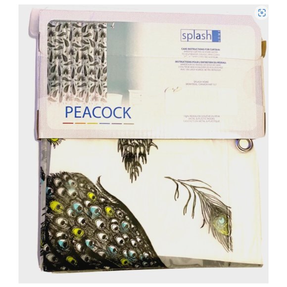 Peacock Peva Sheer Frosted Shower Curtain Splash Bathroom Decor - Picture 1 of 3